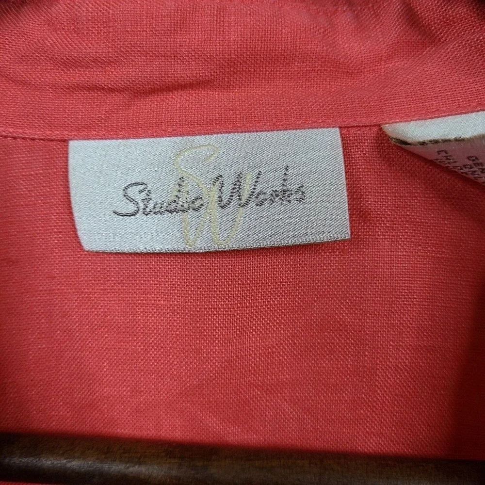 Studio Works Vintage Linen Button Front Shirt Womens Small - Picture 3 of 7